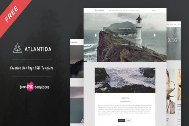 Free Creative One Page PSD Template - Atlantida – Free PSD Templates