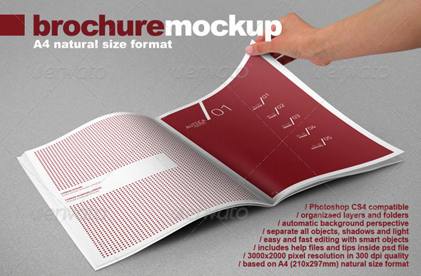 Photorealistic A4 Brochure Mockup