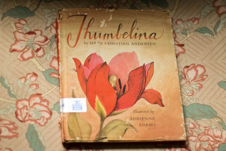 public-domain-images-free-stock-photos-vintage-book-childrens-thumbelina-illustrations-floral-1