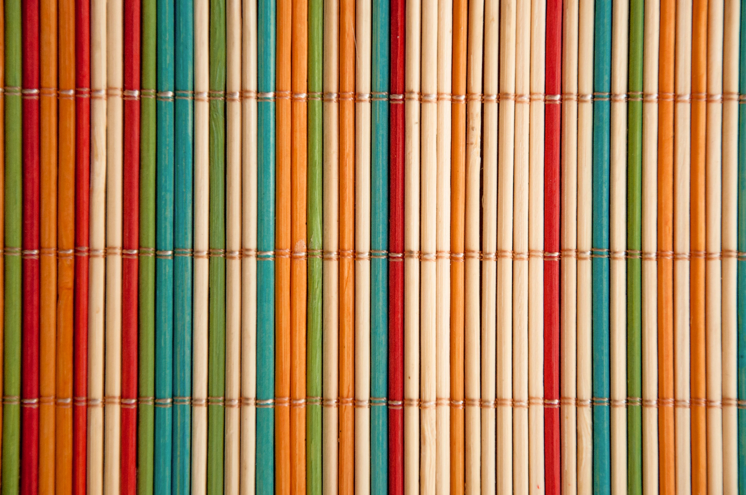 coloured bamboo mat