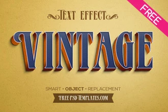 Free 5 Retro Vintage Text Effects in PSD