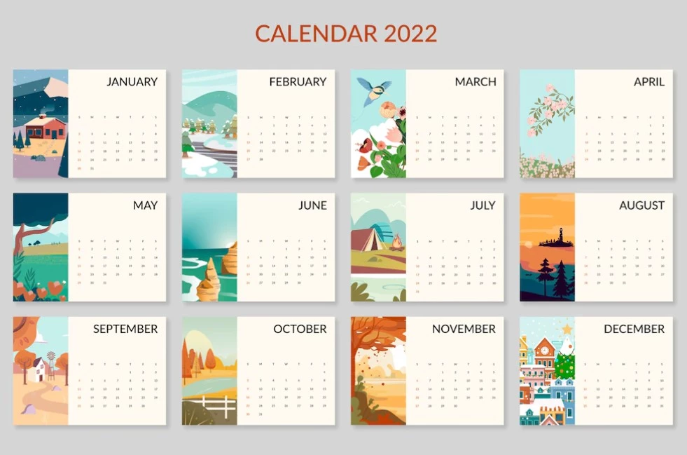 2022 calendar design psd
