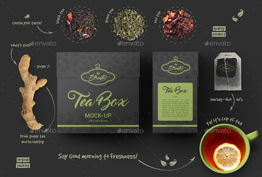 Free Tea Packaging Mockup in PSD Free PSD Templates