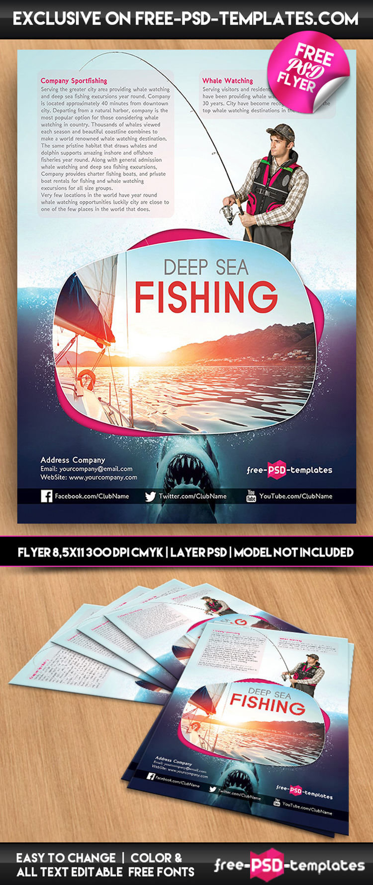 Deep Sea Fishing Free PSD Flyer Template in PSD Free PSD Templates