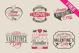 Free 9 Valentines Day Label in PSD