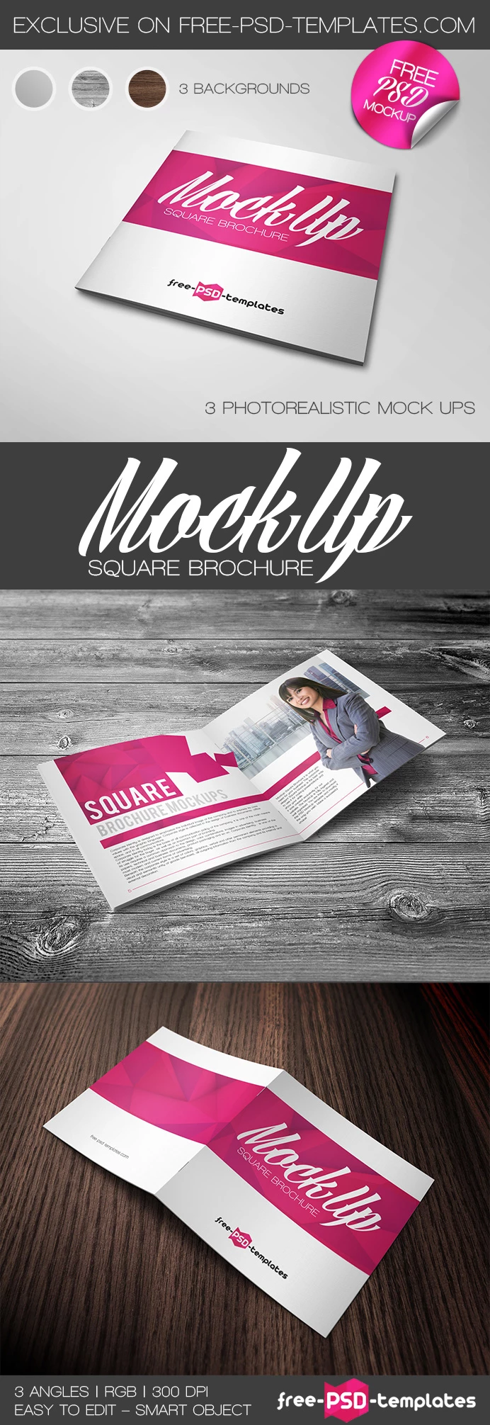 Free Square Brochure Mockup PSD Templates for Photoshop