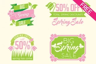 6 Spring Badges in PSD