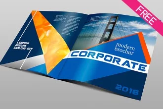 Free Corporate Bi-fold Brochure PSD template