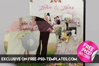 Wedding CD/DVD Cover – Free PSD Brochure Template + Facebook Cover