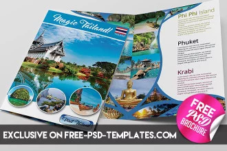 Touristic Bi-Fold Brochure – Free PSD Brochure Template