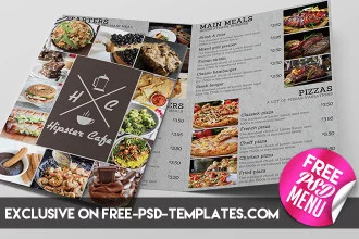 Free Cafe Bi-Fold Menu – Free PSD Menu Template