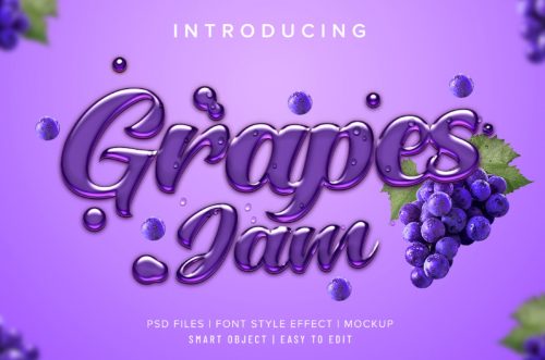 Free Grapes Jam Liquid Photoshop Text Effect