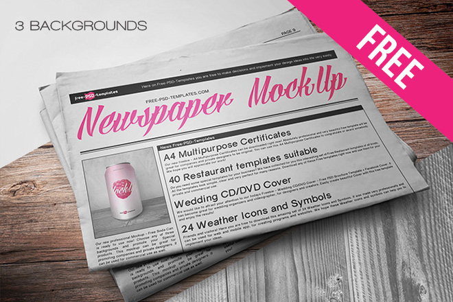 Download Free Newspaper Mock Up In Psd Free Psd Templates PSD Mockup Templates