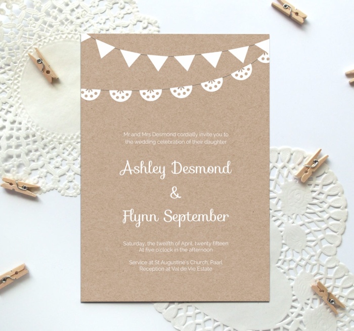 free kraft paper printable wedding invitation template