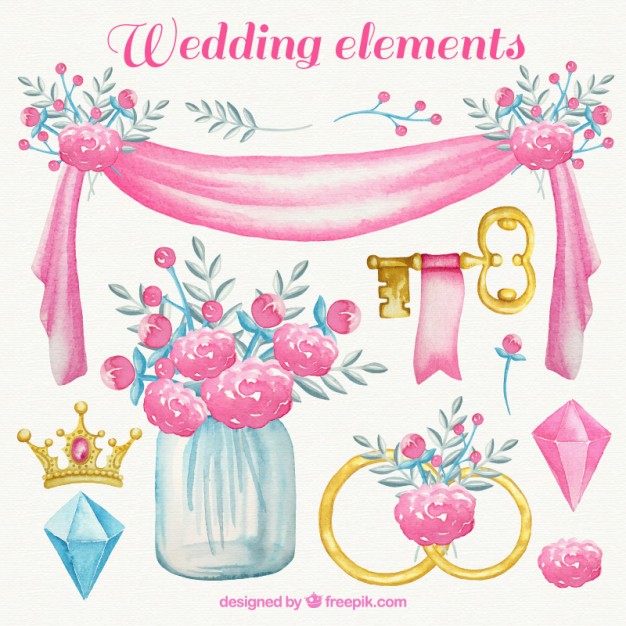 watercolor-wedding-element-in-pink-tone_23-2147542885