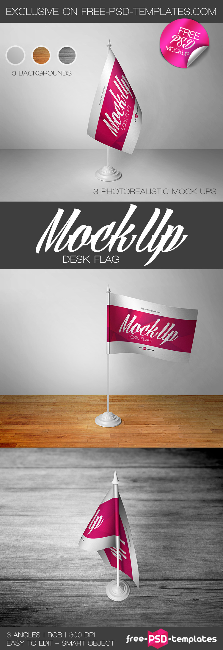 Download 3 Free Desk Flag Mock-ups in PSD | Free PSD Templates