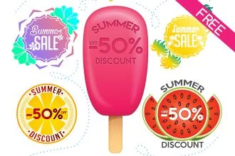 FREE Summer Sale Sticker Templates (PSD)