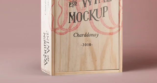 PSD Wine Wood Box Mockup Free