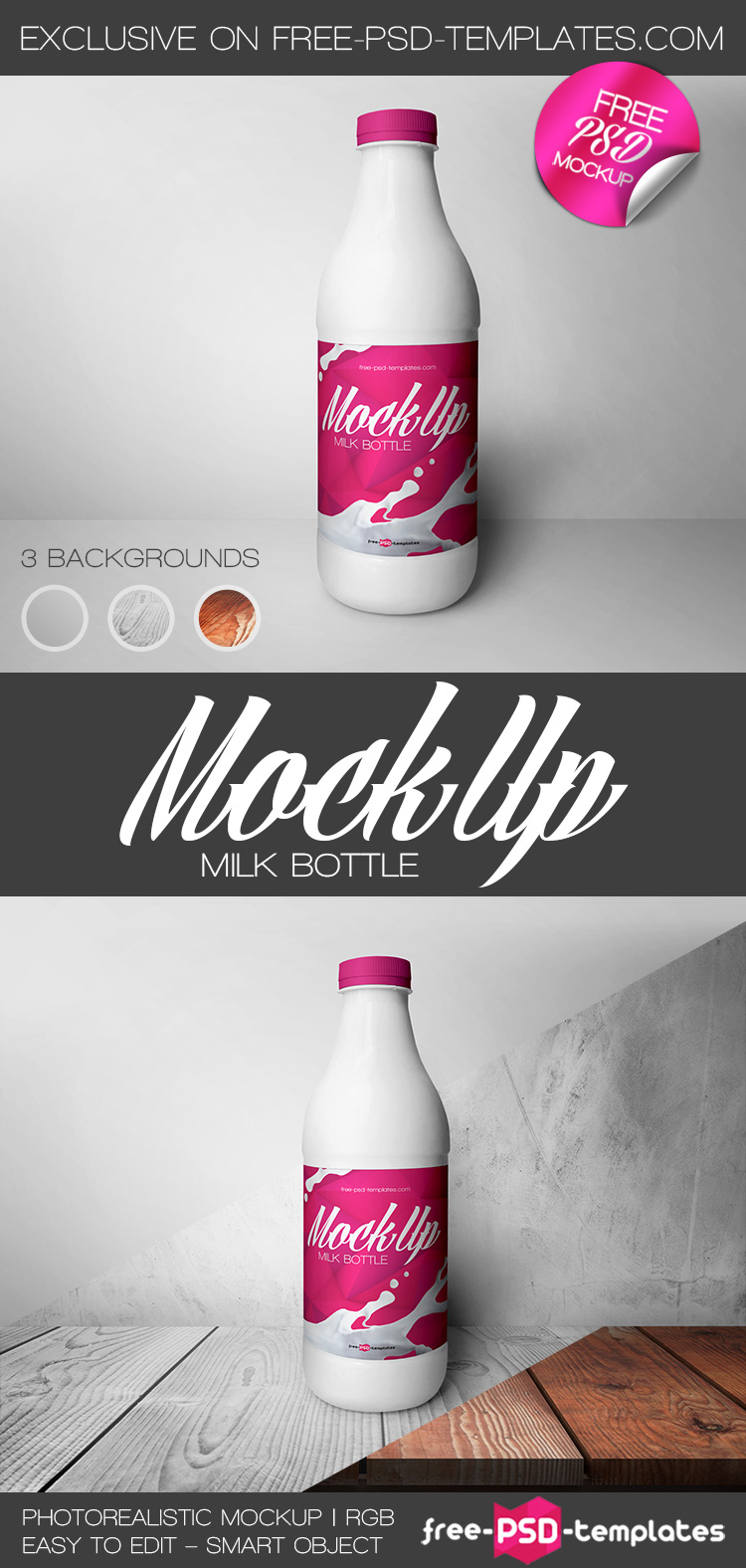 Download Free Milk Bottle Mock Up In Psd Free Psd Templates