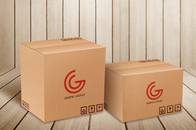 Free Carton Delivery Packaging Box Logo Mockup
