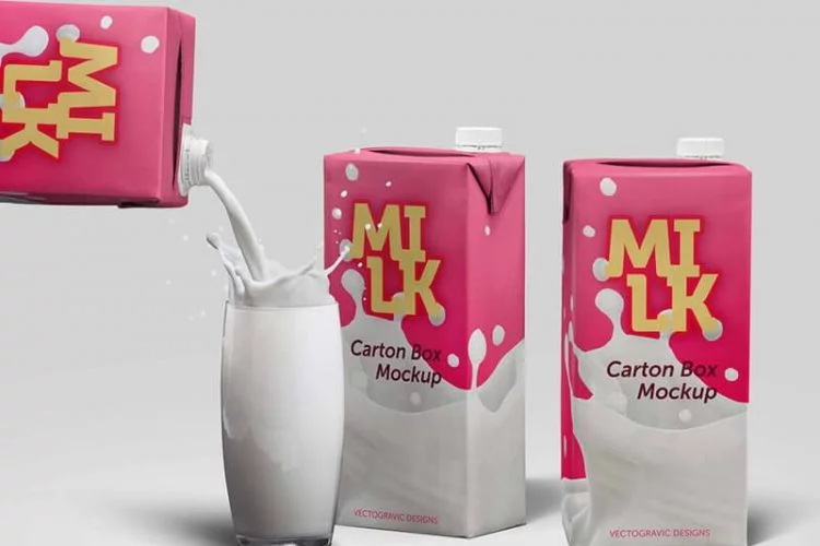 Milk Carton Box Mockup Free