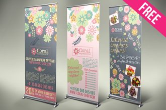 Free PSD Flower Shop Roll-up Banners