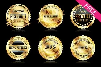 FREE Set Of Gold Badges IN PSD