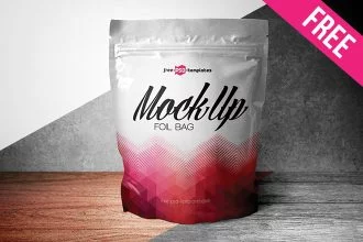 Free Foil Bag Packaging Mockup PSD