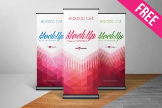 Free Roll-Up Banner Mock-up in PSD