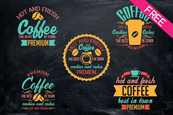 FREE Set Of Coffee Signs IN PSD – Free PSD Templates