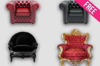8 Luxurious Armchairs Isolated On Transparent Background ( png + psd)