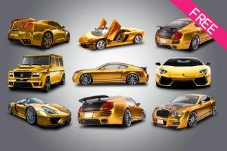 FREE Set Of Gold Car IN PSD