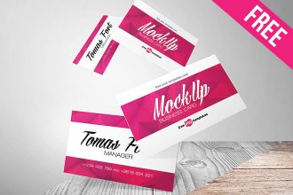 Free Flying Business Cards Mock-up in PSD