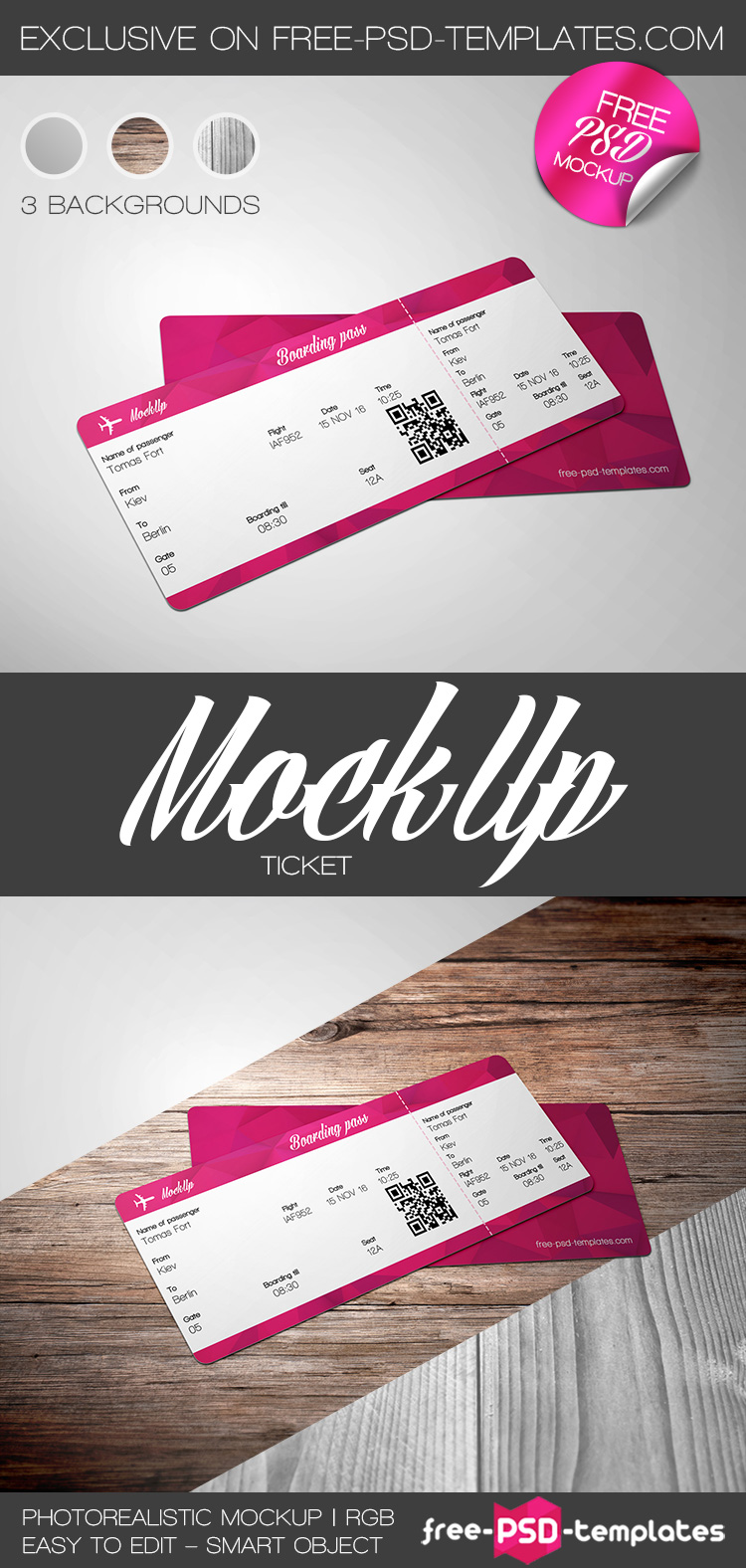 Download Free Ticket Mock-up in PSD | Free PSD Templates