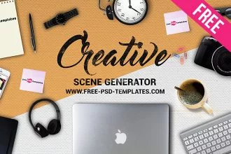 Free Creative Scene PSD Mockup