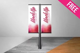 Free Flag Banner Mock-up in PSD