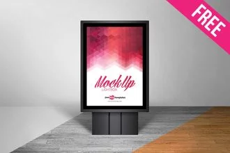 Free Lightbox Poster Outdoor Mock-up in PSD