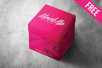 Free Square Package Box Mock-up in PSD