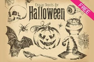 FREE Drawn Objects for Halloween IN PSD