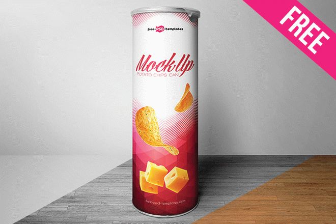 Free Potato Chips Can Mock-up in PSD