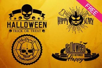Free Happy Halloween Label in PSD