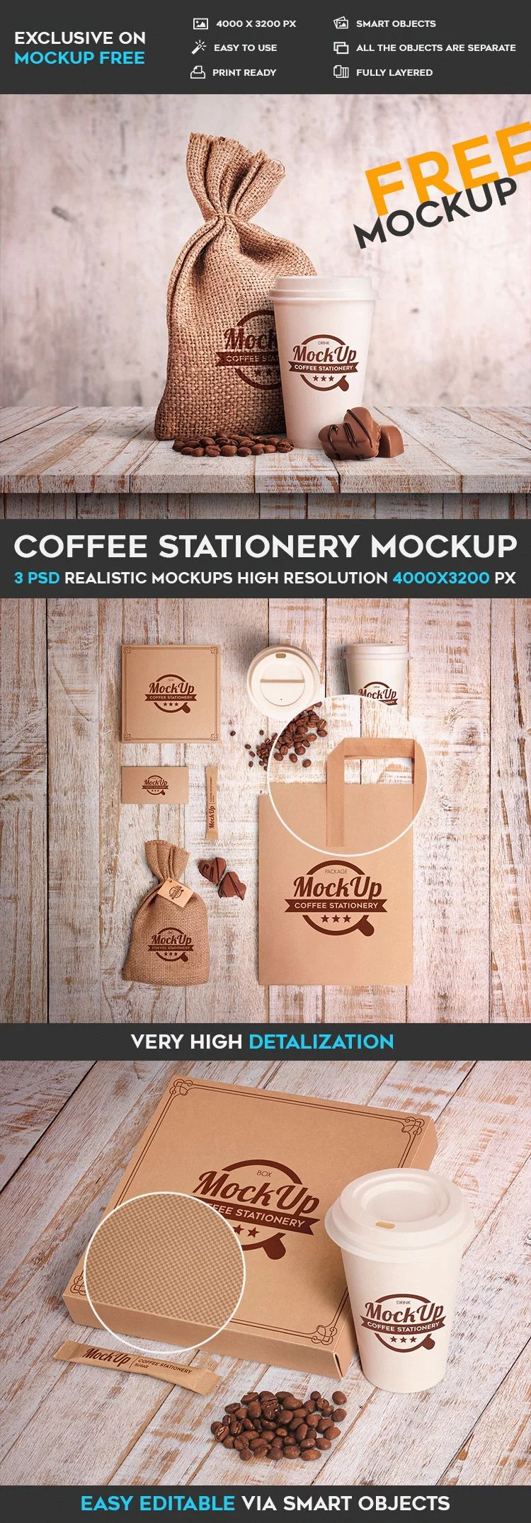 Free Branding Coffee Set Mockup (PSD)