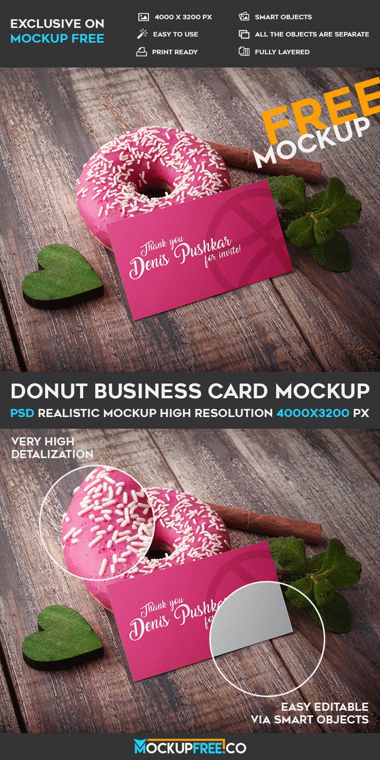 Download Donut Business Card Free Psd Mockup Free Psd Templates