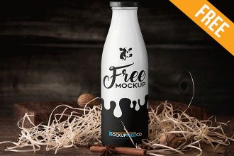 Free Milk Bottle Mockup PSD Template