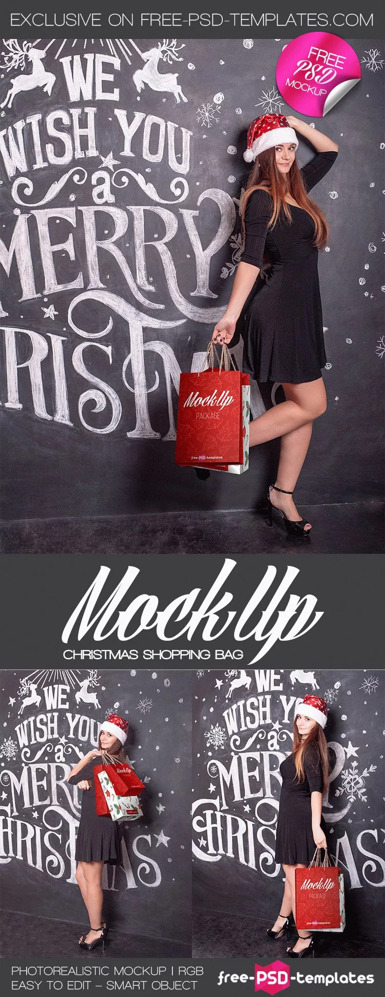 Free Christmas Shopping Bag Mockup (PSD)