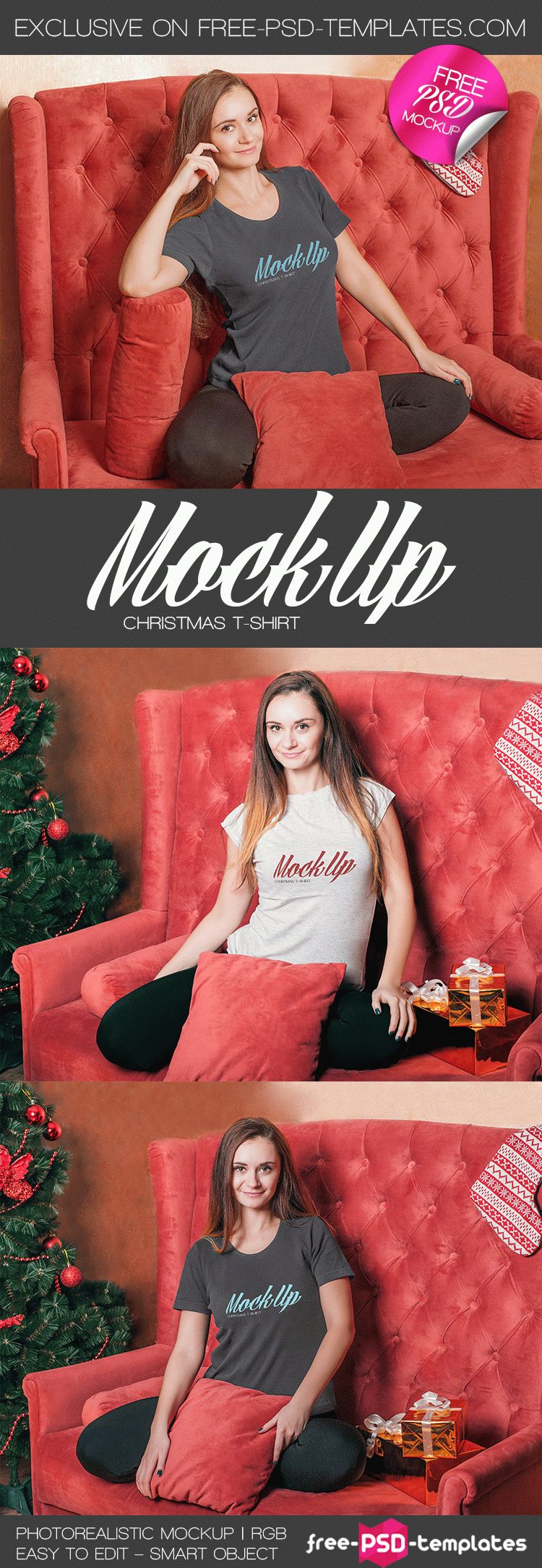 Download Free Christmas T-Shirt Mock-up in PSD | Free PSD Templates