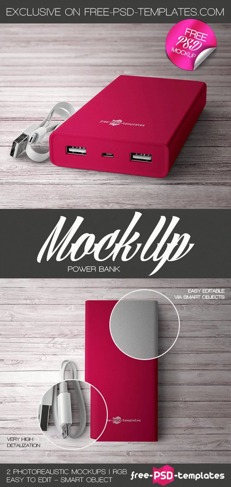 2 Free Power Bank Mock-up in PSD