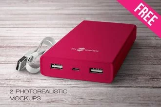 2 Free Power Bank Mock-up in PSD
