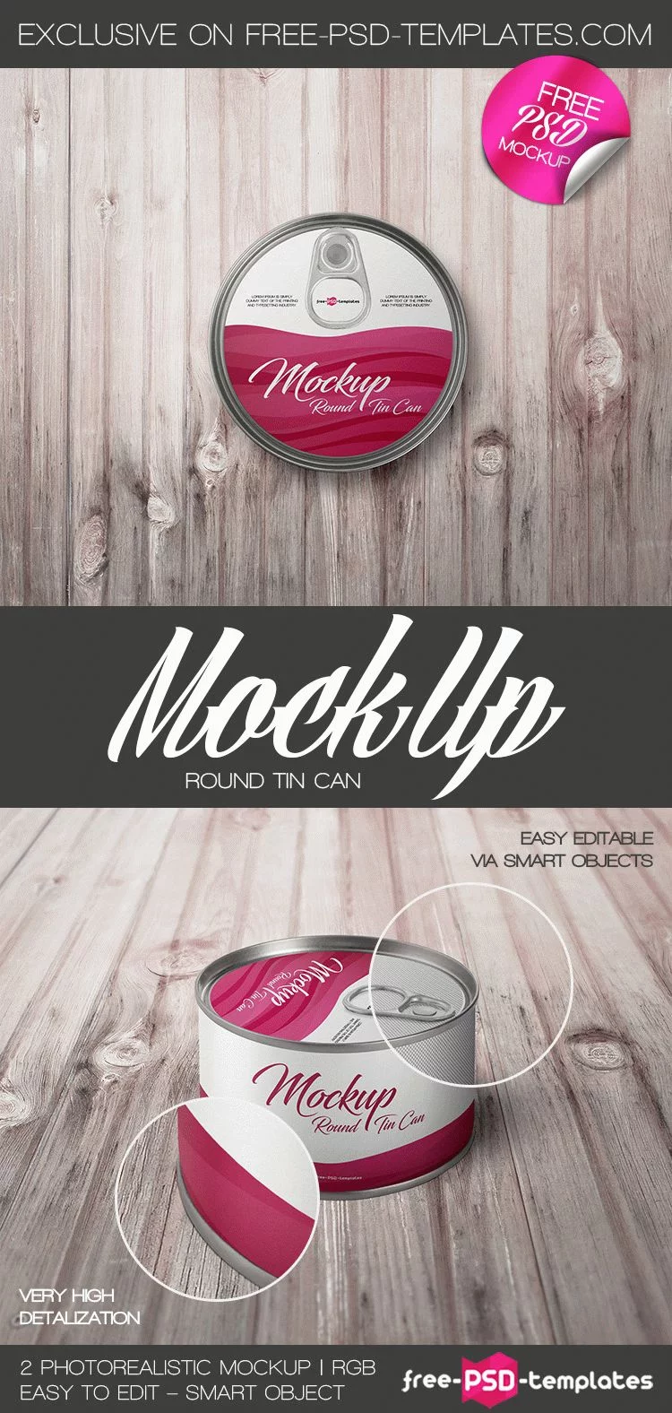 2 Free Round Tin Can Mock-up in PSD