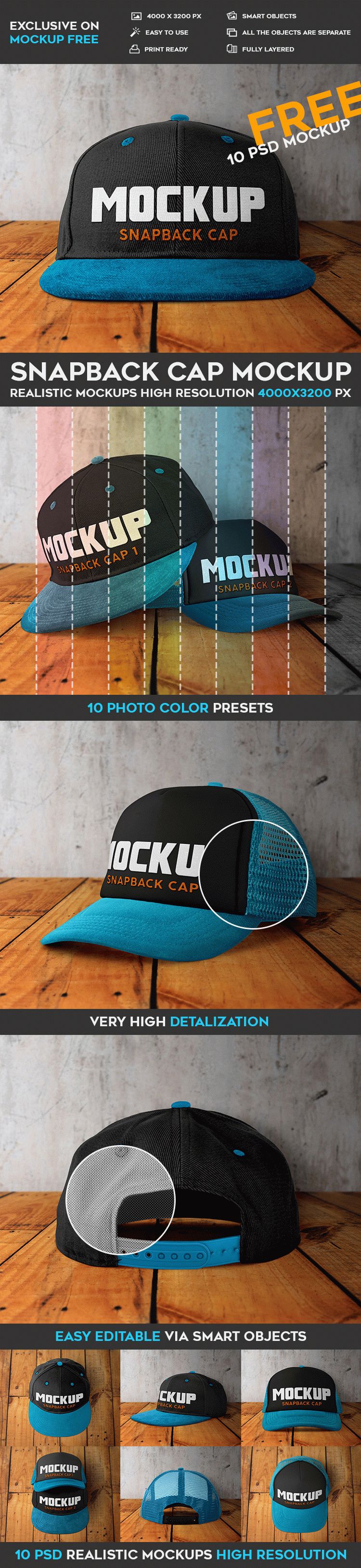 Download Snapback Cap - 10 Free PSD Mockups | Free PSD Templates
